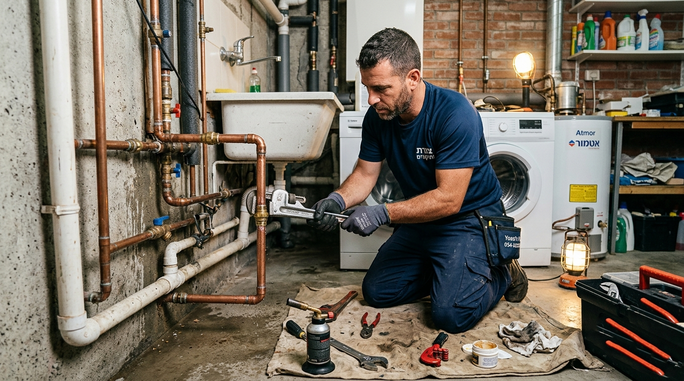 דביר אלמוג אינסטלטור מקצועי בעבודה